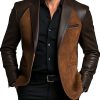 Men's Vintage PU Leather Patchwork Lapel Jacket – Fast 24-Hour Shipping