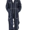 Men's Vintage Denim Jumpsuit with Multi-Pockets – Contrast Color Design, Fast 24-Hour Shipping