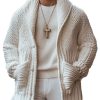 Men's Warm Knitted Cardigan with Lapel & Double Pockets – Solid Color, Single-Breasted, Fast 24-Hour Shipping