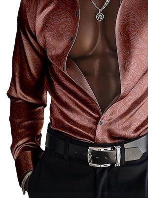 Men's Luxury Cashmere Blend Satin Dress Shirt with Long Sleeves