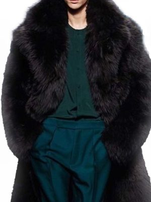Men's Black Long Fur Coat – Elegant Warm Winter Overcoat with 24-Hour Shipping