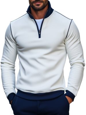 Fashionable Half-Zip Sweatshirt with Stand-Up Collar & Long Sleeves – Ships in 24 Hours