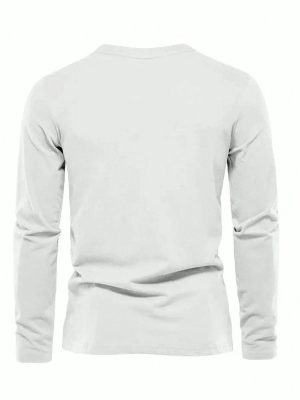 Men's Casual Long Sleeve Round Neck T-Shirt with Letter Print - Everyday Comfort Fit