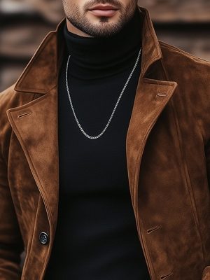 Vintage Suede Lapel Jacket for Men – Casual Blazer with 24-Hour Fast Shipping