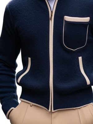 Men's Contrast Zipper Knit Cardigan with Stand Collar – Fast 24-Hour Shipping