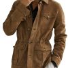 Men's Vintage Suede Safari Jacket with Lapel & Multi-Pockets – Fast 24-Hour Shipping