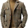 Men's Vintage Plaid Casual Coat with Multi-Pockets – Single-Breasted Lapel Jacket, Ships in 24 Hours