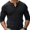 Men's Long Sleeve Henley T-Shirt with Contrast Vertical Stripes – Casual Cotton Casual Top for Men