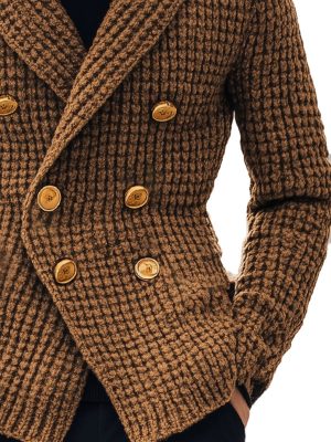 Men's Vintage Double-Breasted Knit Cardigan with Metal Buttons – Fast 24-Hour Shipping