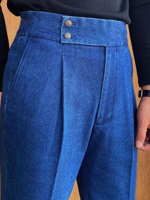 Men's Blue Jeans with Double Pockets – Fast 24-Hour Shipping