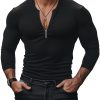Men's V-Neck Long Sleeve T-Shirt with Zipper – Fast 24-Hour Shipping