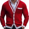 Men's Contrast Color Knitted Cardigan – Single-Breasted, Fast 24-Hour Shipping