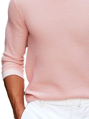 Men's Casual Contrast Color Round Neck Pullover Sweater - Fast 24-Hour Shipping