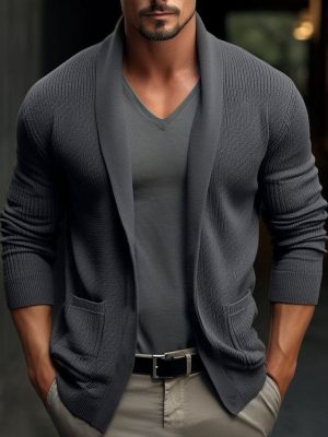 Men's Knit Cardigan with Lapel Pocket – Fast 24-Hour Shipping