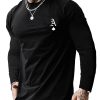 Men's Casual Long Sleeve T-Shirt with Round Neck and Bold Letter Print - Everyday Wear