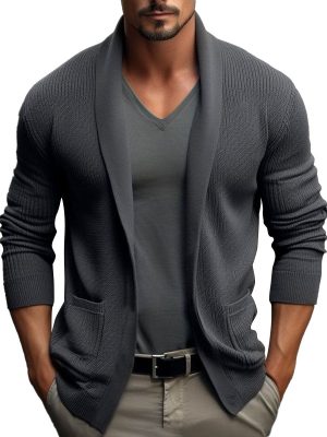 Men's Knit Cardigan with Lapel Pocket – Fast 24-Hour Shipping