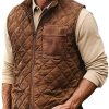 Vintage Quilted Vest with Stand Collar and Zipper – Fast 24-Hour Shipping