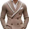 Men's Double-Breasted Knitted Blazer with Contrast Lapel Edge – Fast 24-Hour Shipping