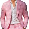 Men's Pink Plaid Blazer – Slim Fit Casual Single-Breasted Jacket for Everyday Wear