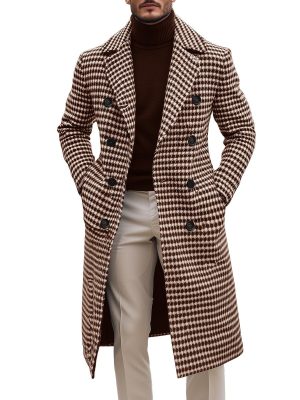 Retro Houndstooth Double-Breasted Long Coat for Women – Fast 24-Hour Shipping