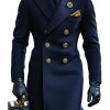 Men's Wool Double-Breasted Business Overcoat with Notched Lapel – Ships in 24 Hours