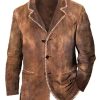 Vintage Suede Casual Blazer with Pocket & Lapel Detail – Fast 24-Hour Shipping