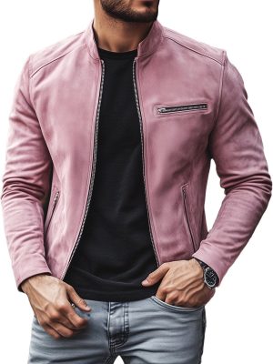 Trendy Suede Jacket with Zipper & Multi-Pockets – Fast 24-Hour Shipping