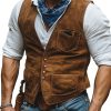 Men's Outdoor Suede Vest with V-Neck & Multiple Pockets – Fast 24-Hour Shipping