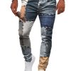 Vintage-Inspired Denim Patchwork Pants with Double Pockets – Casual Unisex Jeans