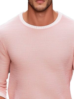 Men's Casual Contrast Color Round Neck Pullover Sweater - Fast 24-Hour Shipping