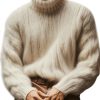 Mohair Knit Sweater with High Neck & Long Sleeves – Fast 24-Hour Shipping
