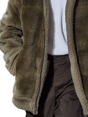 Men's Warm Teddy Fur Coat with Lapel Collar, Double Pockets & Zipper Closure – Ships in 24 Hours