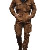 Men's Vintage Suede Hooded Jumpsuit with Kangaroo Pocket – Long Sleeve Casual Romper, Ships in 24 Hours