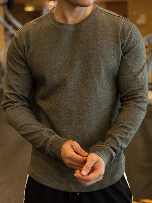 Men's Classic Solid Color Long Sleeve T-Shirt – Comfortable Round Neck Casual Tee for Everyday Wear