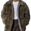 Men's Warm Teddy Fur Coat with Lapel Collar, Double Pockets & Zipper Closure – Ships in 24 Hours