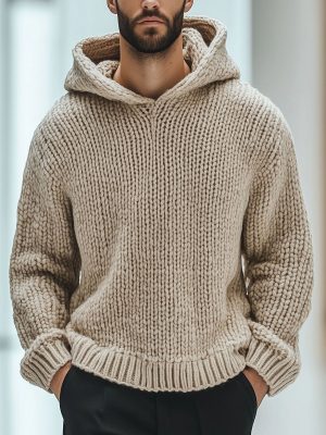 Men's Vintage Knit Hoodie Sweater – Fast 24-Hour Shipping