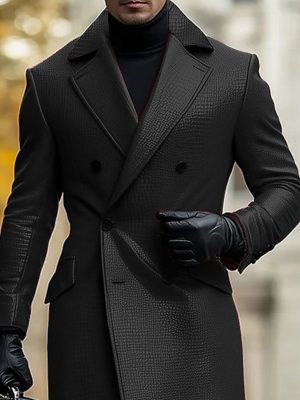 Business Leather Double-Breasted Lapel Coat – Fast 24-Hour Shipping