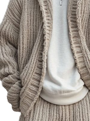 Men's Chunky Knit Hooded Cardigan – Fast 24-Hour Shipping