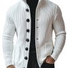 Casual Stand Collar Knit Cardigan with Button Front – Fast 24-Hour Shipping