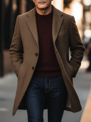 Casual Mid-Length Single-Breasted Coat with 3 Pockets – Fast 24-Hour Shipping