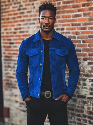 Men's Suede Lapel Jacket with Multi-Pockets – Fast 24-Hour Shipping