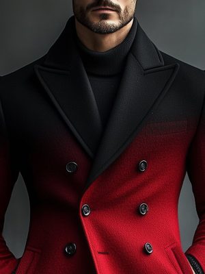 Men's Gradient Double-Breasted Wool Coat – Fast 24-Hour Shipping