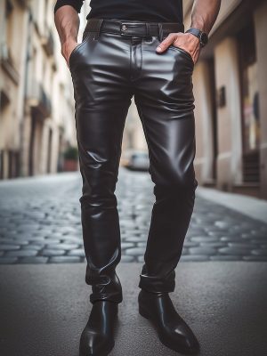 Stylish Solid Leather Pants for Men & Women – Fast 24-Hour Shipping Casual Wear