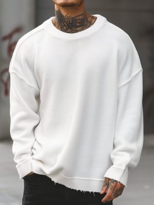 Men's Casual Loose-Fit Solid Sweater – Fast 24-Hour Shipping