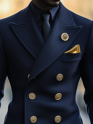 Men's Wool Double-Breasted Business Overcoat with Notched Lapel – Ships in 24 Hours
