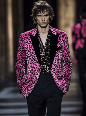 Men's Pink Leopard Print Velvet Blazer – Stylish Fashion Blazer with 24-Hour Fast Shipping