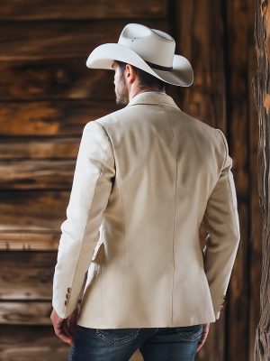 Vintage Western Embroidered Blazer – Cotton & Linen Blend – Fast 24-Hour Shipping