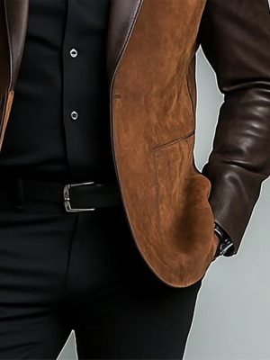 Men's Vintage PU Leather Patchwork Lapel Jacket – Fast 24-Hour Shipping