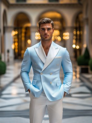 Men's Vintage Blue Blazer – Fast 24-Hour Shipping, Classic Fit Wool Blend Suit Jacket
